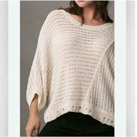 Anthropologie Pilcro knit distressed open stitch sweater size 2X - Picture 2 of 4